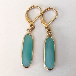 New handcrafted Sundance charm Blue Jade Earrings self locking gold plated wires